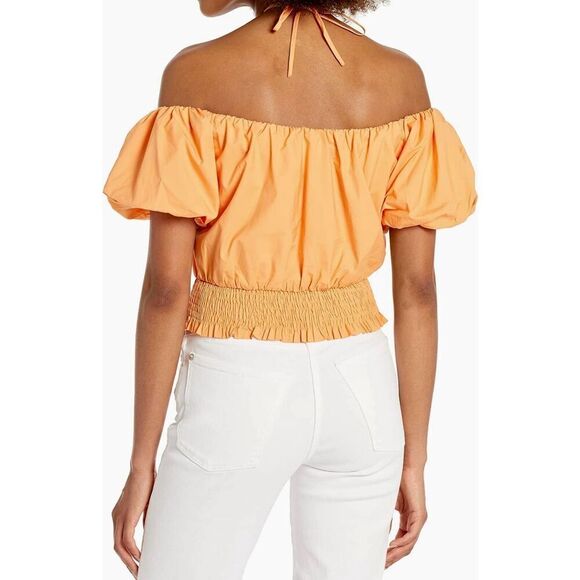 ASTR The Label Aldrin Off the Shoulders Puff Sleeve Smocked Waist Top Women's L - Picture 2 of 10
